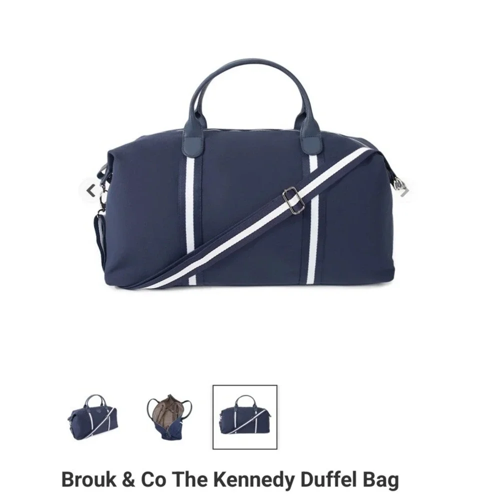 NWT Brouk & Co The Kennedy Weekend Canvas Duffel Bag‎ Large Navy Blue/White - Picture 9 of 10